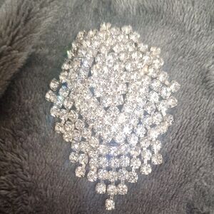 Elegant Silver Crystal Brooch